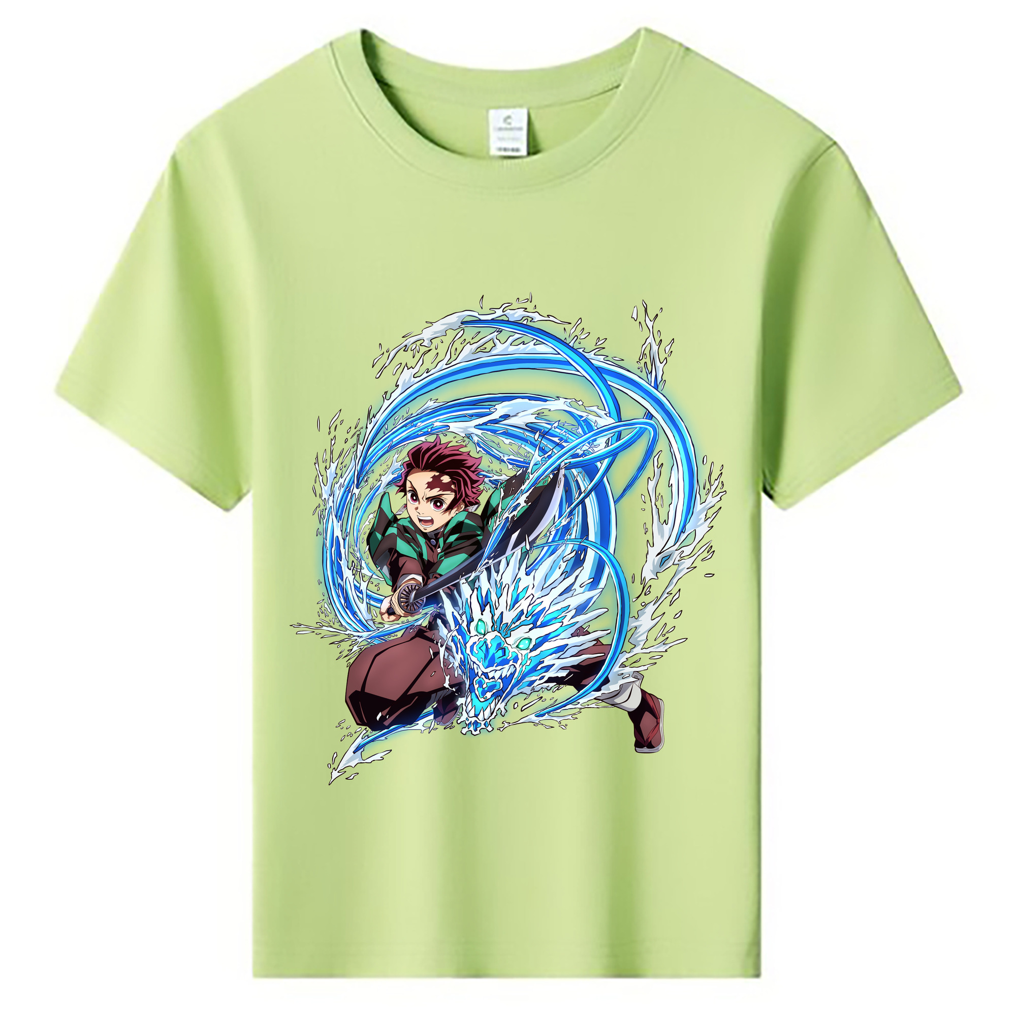 （画像用） 鬼滅の刃 竈門 炭治郎／かまど たんじろう Kamado Tanjirou 綿100％キッズTシャツ（フロントプリント）